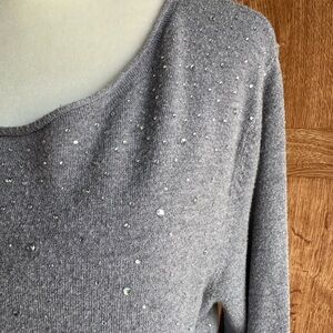 Gray Rhinestone Studded Sweater​